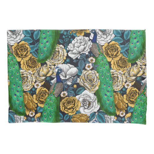 バラ園3の孔雀 枕カバー (正面左)