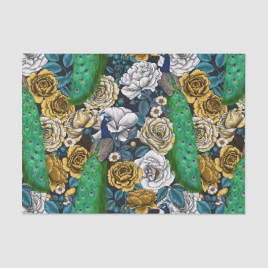 バラ園3の孔雀 薄葉紙 (正面)