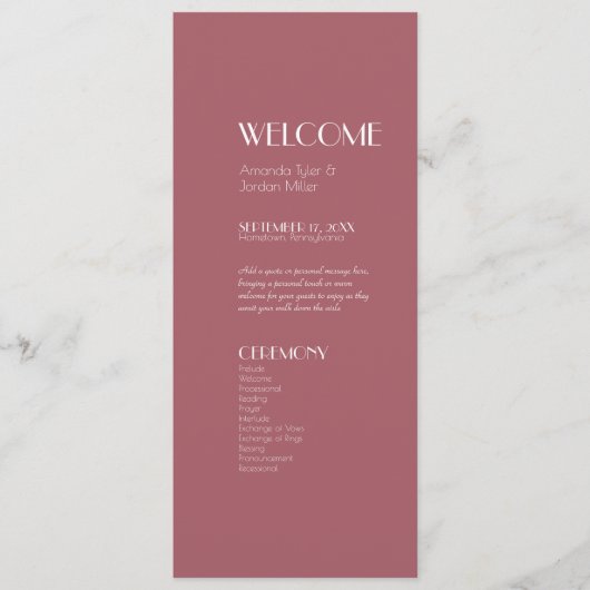 バラ園 |暗いバラ結婚式 プログラム (正面)