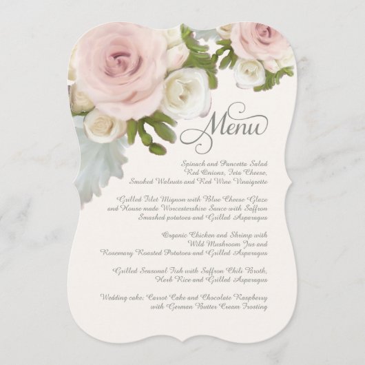 バラ多肉性ロマンチック結婚フローラのメニュー メニュー (正面)