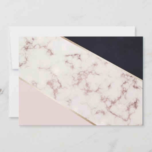 バラ大理石エレガント幾何学的モノグラム ノートカード (裏面)