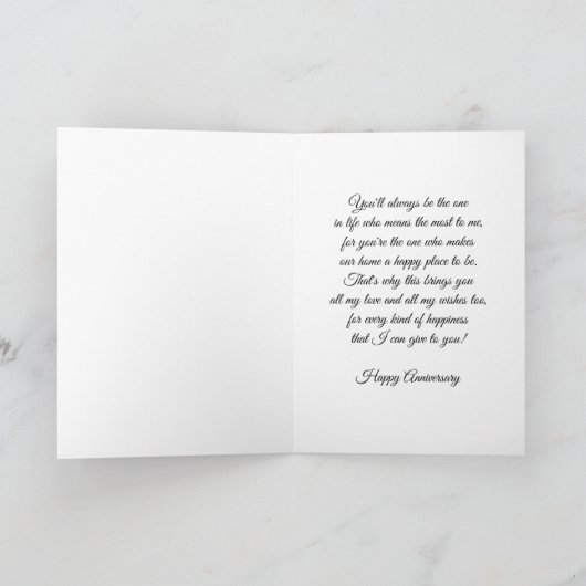 バラ妻パーソナライズされたの結婚記念日カード カード (内部)