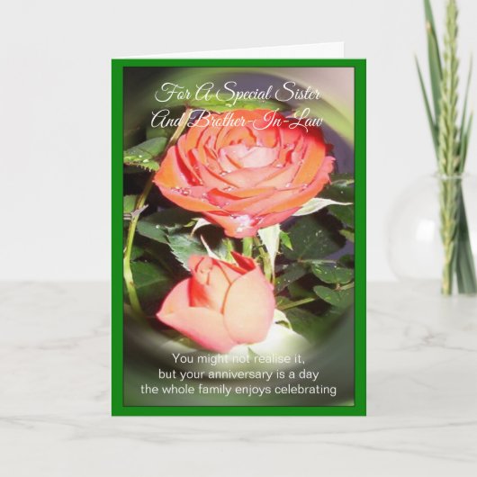 バラ姉妹と夫パーソナライズされた記念日 カード (正面)