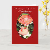 バラ娘と夫パーソナライズされた記念日 カード (黄色い花)