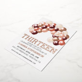 バラ実在金ゴールドフォイル13th任意の年バルーンアーチ 箔招待状 (回転した状態)