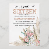 バラ実在金ゴールドホイルスウィート16シックスボホフローラ 箔招待状 (正面)
