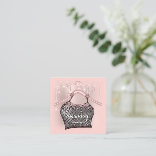 バラ布ハンガードレスファッションショップグリッタードリップ スクエア名刺 (スタンド正面)