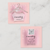 バラ布ハンガードレスファッションショップピンクドリップQR スクエア名刺 (正面/裏面)