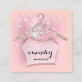 バラ布ハンガードレスファッションショップピンクドリップQR スクエア名刺 (正面)