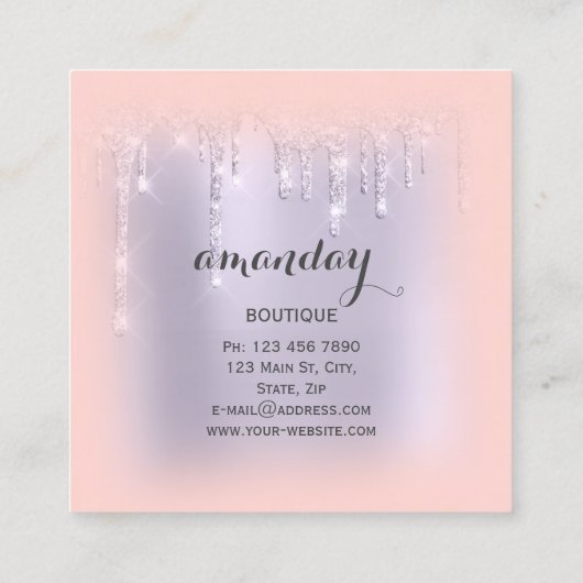 バラ布ハンガードレスファッションブログパープルドリップ スクエア名刺 (裏面)