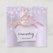 バラ布ハンガードレスブティックパープルドリップス スクエア名刺 (正面)