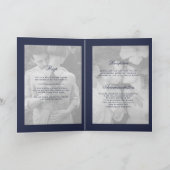 バラ幾何学深夜青結婚写真の折り曲げ 招待状 (内部)