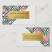 バラ幾何学的パターン色ブロック 名刺 (正面/裏面)