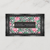 バラ幾何学的パターン |アンティークブラック縁ど 名刺 (裏面)