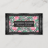 バラ幾何学的パターン |アンティークブラック縁ど 名刺 (正面)