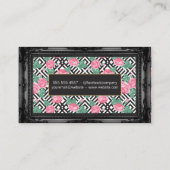 バラ幾何学的パターン |アンティークブラック縁ど 名刺 (裏面)