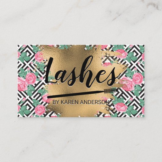 バラ幾何学的パターン |ゴールド・フォイル 予約カード (正面)