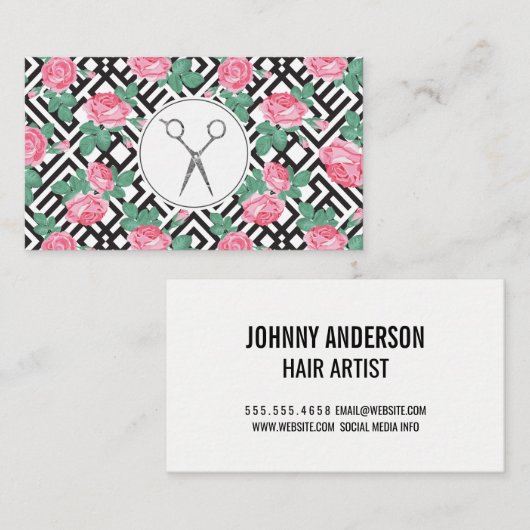 バラ幾何学的パターン |サロンシザー 名刺 (正面/裏面)