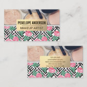 バラ幾何学的パターン |メイクアップブラシ 名刺 (正面/裏面)