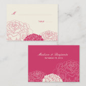 バラ庭園の結婚式座席表 – ピンク プレイスカード (正面/裏面)