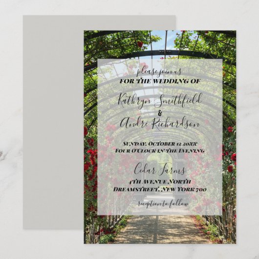 バラ庭園の結婚式 招待状 (正面/裏面)