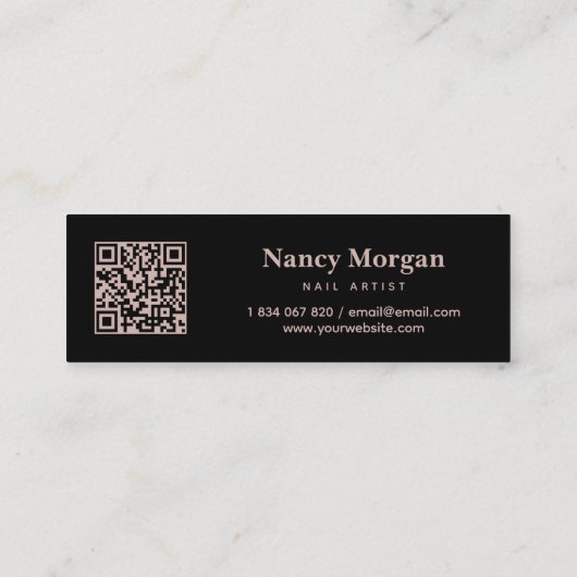 バラ後を追金ゴールドソーシャルメディアQRコード スキニー名刺 (裏面)