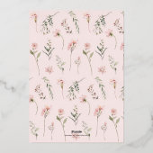 バラ恋しく思金ゴールドOnederful Girl 1st birthday photo 箔招待状 (裏面)