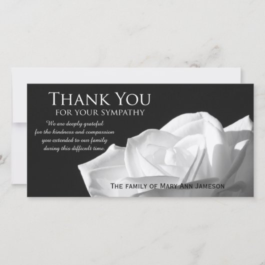 バラ悔やみや弔慰サンキューメモリアルフォトカード サンキューカード (正面)