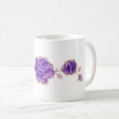 バラ愛好家デザインメタリックパープルバラ コーヒーマグカップ (正面右)