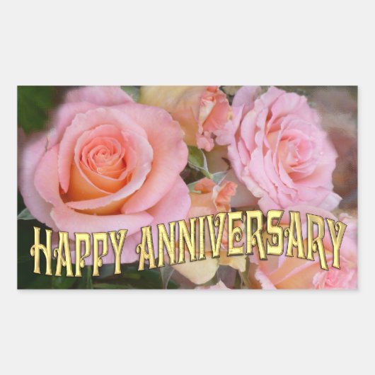 バラ愛~ありがとうステッカー 長方形シール (正面)