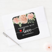 バラ手作りラブブラック スクエアシール (封筒)