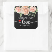 バラ手作りラブブラック スクエアシール (バッグ)