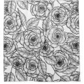 バラ手書きパターン シャワーカーテン (正面)