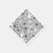 バラ手書きパターン スタンダードカクテルナプキン (角)