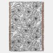 バラ手書きパターン スローブランケット (正面縦)