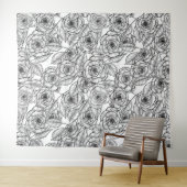 バラ手書きパターン タペストリー (インサイチュ(横))