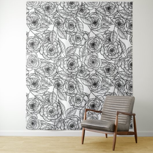 バラ手書きパターン タペストリー (インサイチュ)