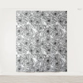 バラ手書きパターン タペストリー (正面)