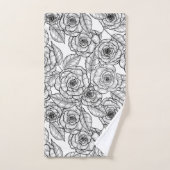 バラ手書きパターン バスタオルセット (ハンドタオル)