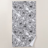バラ手書きパターン ビーチタオル (正面)