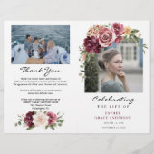 バラ折り畳み式葬儀プログラムお祝い チラシ (正面)