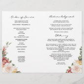 バラ折り畳み式葬儀プログラムお祝い チラシ (裏面)