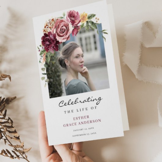 バラ折り畳み式葬儀プログラムお祝い チラシ