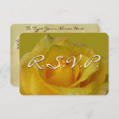 バラ招待状パーソナライズされたイエローローズRSVPカード 出欠カード (正面/裏面)