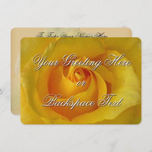 バラ招待状パーソナライズされたイエローローズRSVPカード 招待状 (正面/裏面)