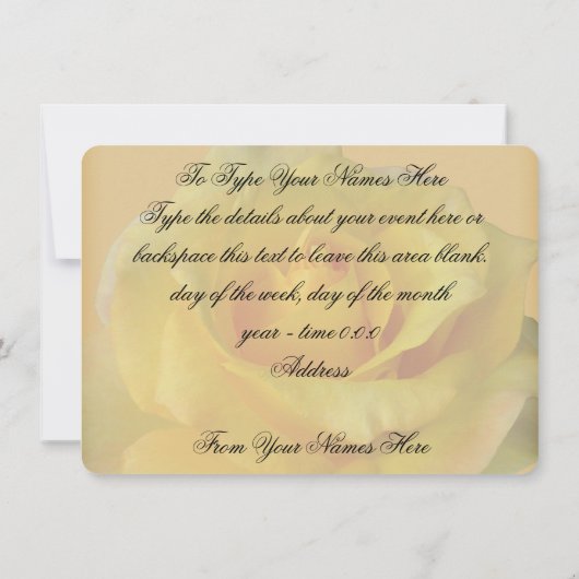 バラ招待状パーソナライズされたイエローローズRSVPカード 招待状 (裏面)