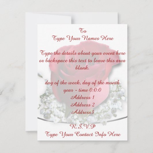 バラ招待状パーソナライズされたバラRSVPカード 出欠カード (裏面)