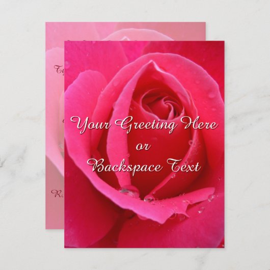 バラ招待状パーソナライズされたピンクローズRSVPカード 出欠カード (正面/裏面)