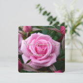 バラ招待状パーソナライズされたピンクローズRSVPカード 招待状 (スタンド正面)