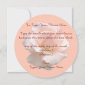 バラ招待状パーソナライズされたピーチバラRSVPカード 招待状 (裏面)